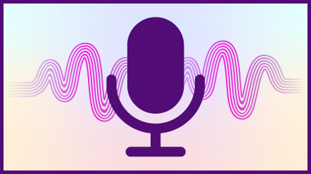 A sunrise behind a cartoon purple microphone