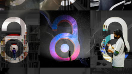 the international open access week logo of an opening lock