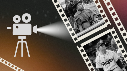 Black actors depict historical figures and action heroes in front of a camera 